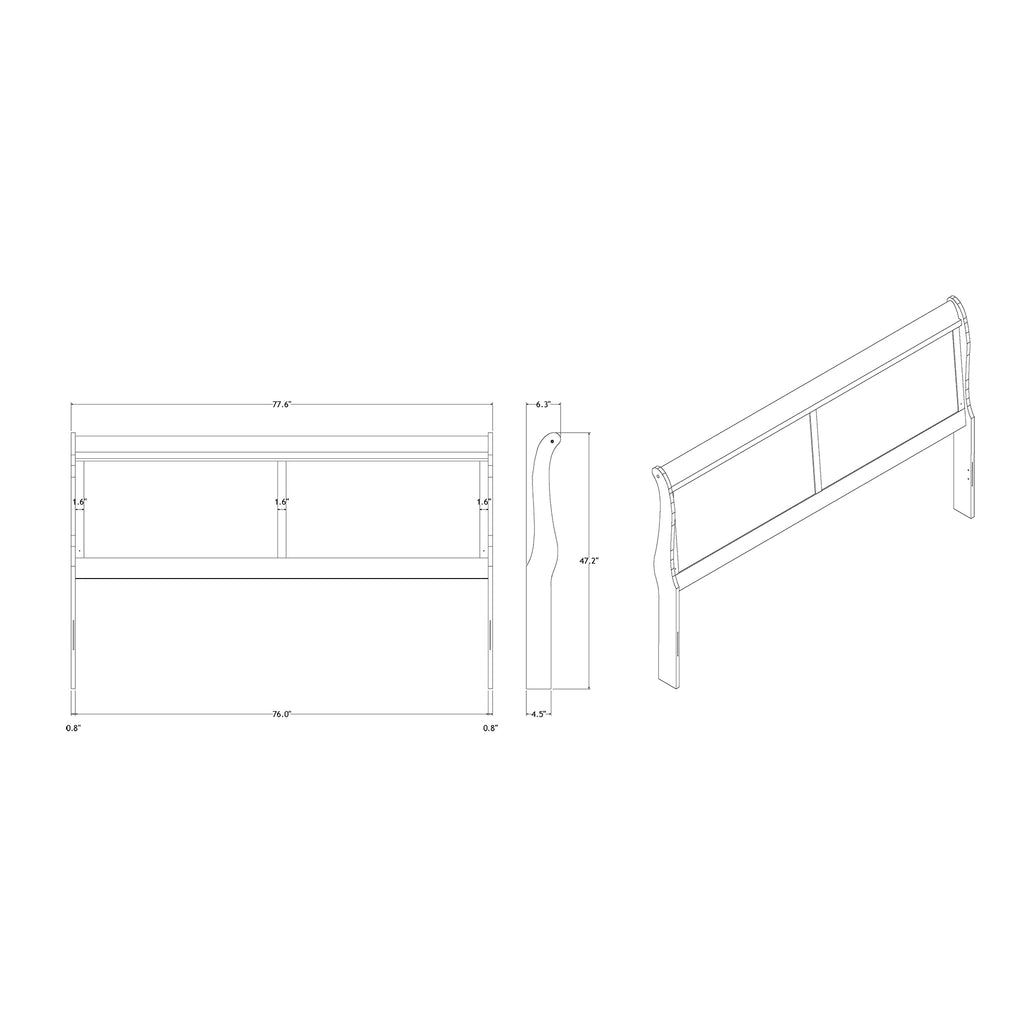 Charlston Sleigh Style King Bedroom Set with LED Headboard in Blue Solid Wood and MDF - Grand Goldman Shop