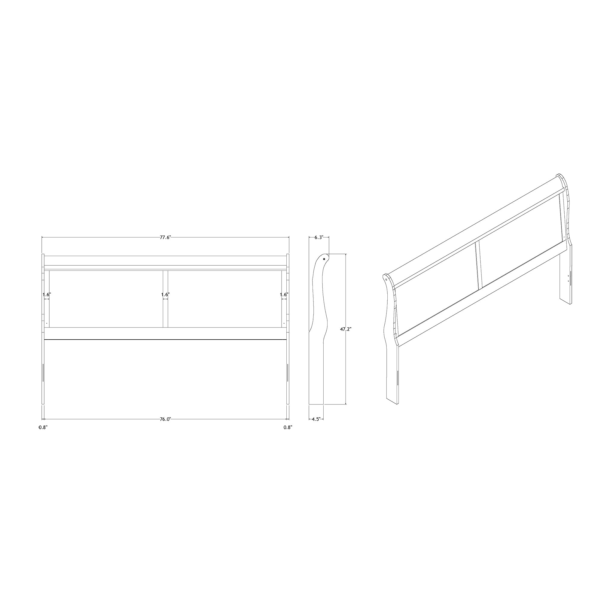Charlston Sleigh Style King Bedroom Set with LED Headboard in Blue Solid Wood and MDF - Grand Goldman Shop