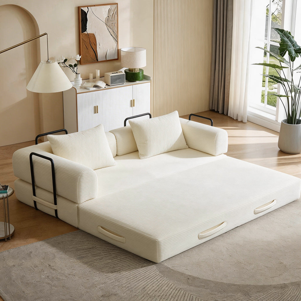 78 Inch Convertible Sleeper Sofa Bed, Futon Boneless Couch Lounge Loveseat with Pull Out Bed, No Assembly Required - Grand Goldman Shop