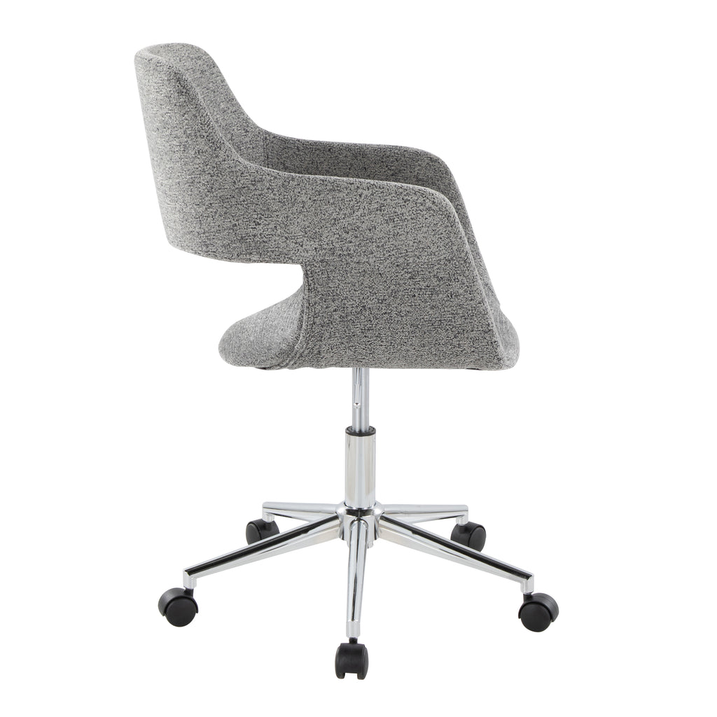 Contemporary Task Chair in Chrome Metal and Grey Fabric - Grand Goldman