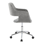 Contemporary Task Chair in Chrome Metal and Grey Fabric - Grand Goldman