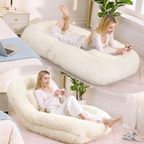 [NEW ARRIVED] [VIDEO PROVIDED] Human Dog Bed,Lazy Sofa,5-Position Adjustable Convertible,Floor Gaming Chair,bedroom, living room,Suitable for gaming, meditation,relaxation,Plush Fabric,Beige - Grand Goldman Shop