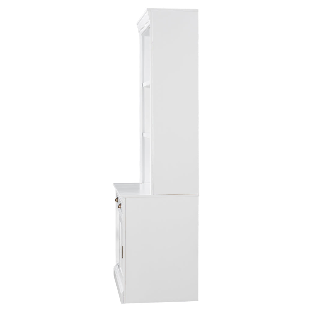 83.4'Tall Bookshelf Suite with LED Lighting, Modern Bookcase Suite with Sliding Doors,Drawers and Open Shelves,Storage Booksh