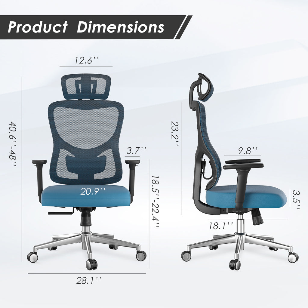 Ergonomic Office Chair,Mesh Desk Chair with Adjustable Lumbar Support and Headrest,Comfy Computer Chair with 3D Armrest Recli