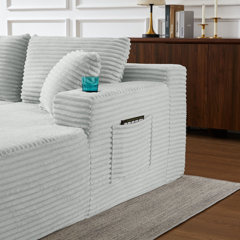 Compressible U-Shaped Sectional Sofa Set,Minimalist Style Modular Sectional Sofa, Corduroy Fabric Cloud Couch for Living Room - Grand Goldman Shop