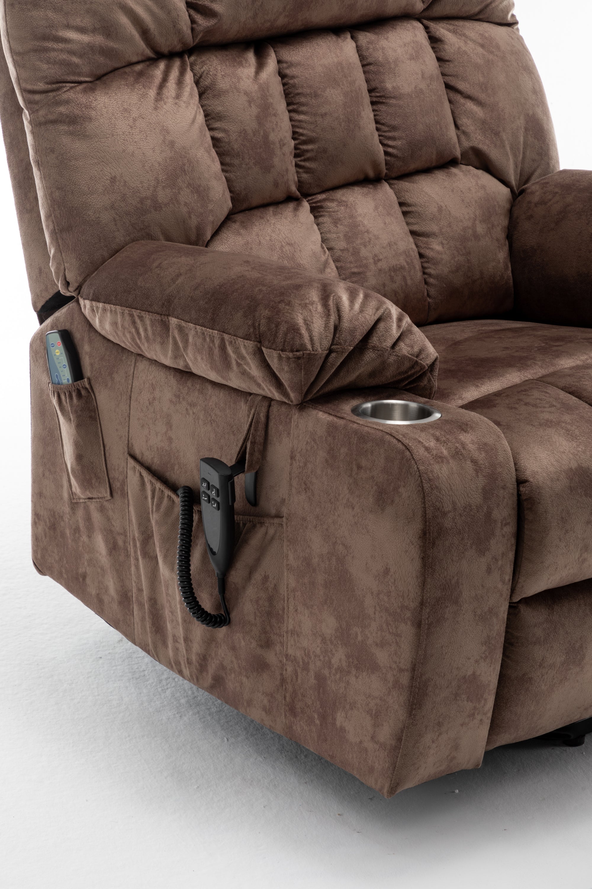 Lift Chair for Big and Tall Person with Inconvenient Legs: High Density Foam Lift Sofa with Heat and Massage, 2 Pockets, 2 Cup Holder, 2 Remote, 2 OKIN Motor - Grand Goldman Shop