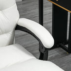 Microfibre Massage Office Chair, Heated Reclining Chair with Footrest,  Cream White - Grand Goldman
