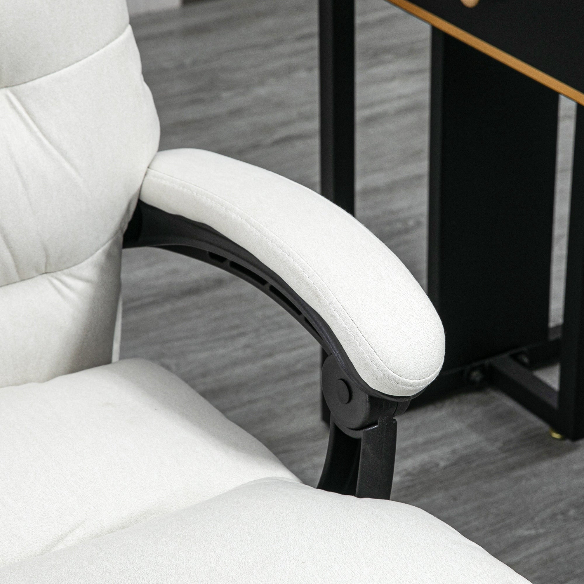 Microfibre Massage Office Chair, Heated Reclining Chair with Footrest,  Cream White - Grand Goldman