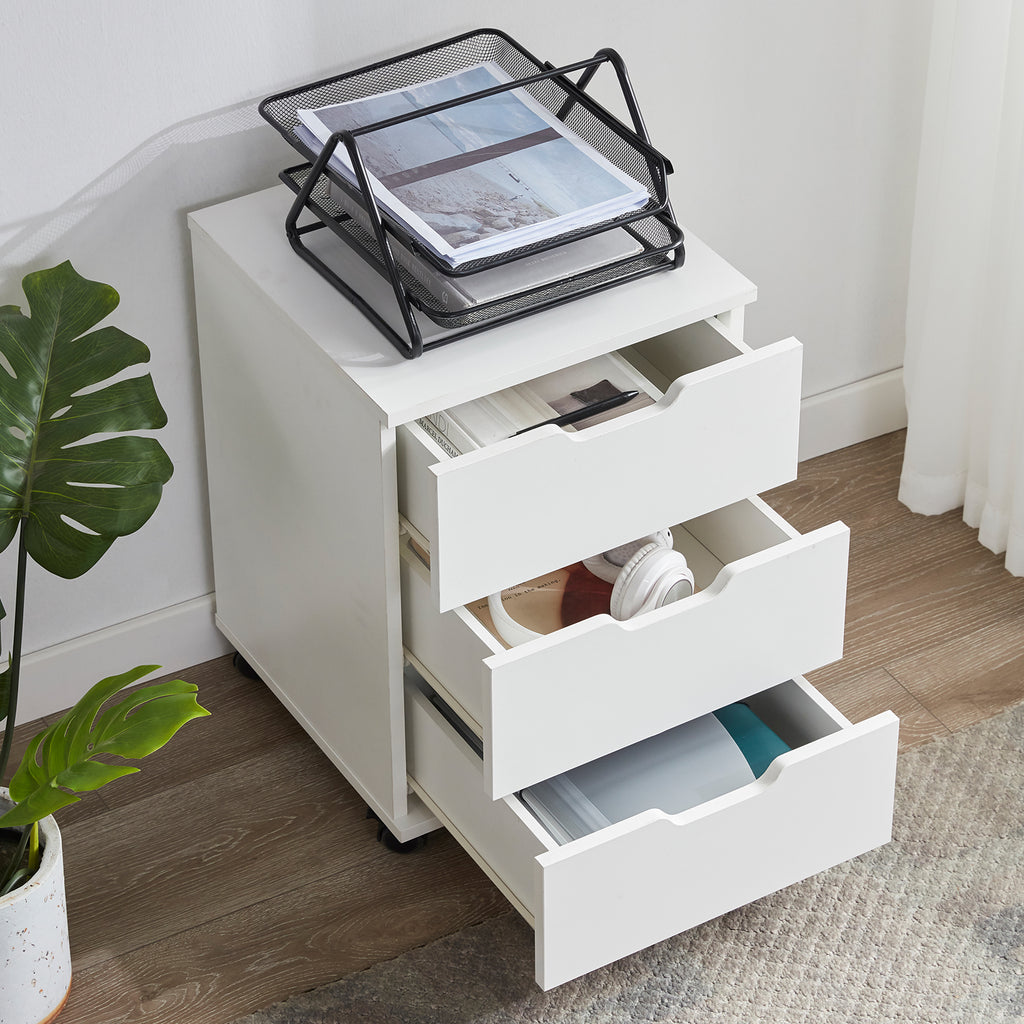 3-Drawer Vertical Filing Cabinet Rolling Wood Mobile File Cabinets Under Desk for Home Office with Casters (Fully Assembled) 