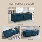 48' Ottoman Bench with Storage, Bench for Bedroom,Living Room,Hallway, Upholstered Tufted Faux Leather PU Ottoman Blue - Grand Goldman Shop