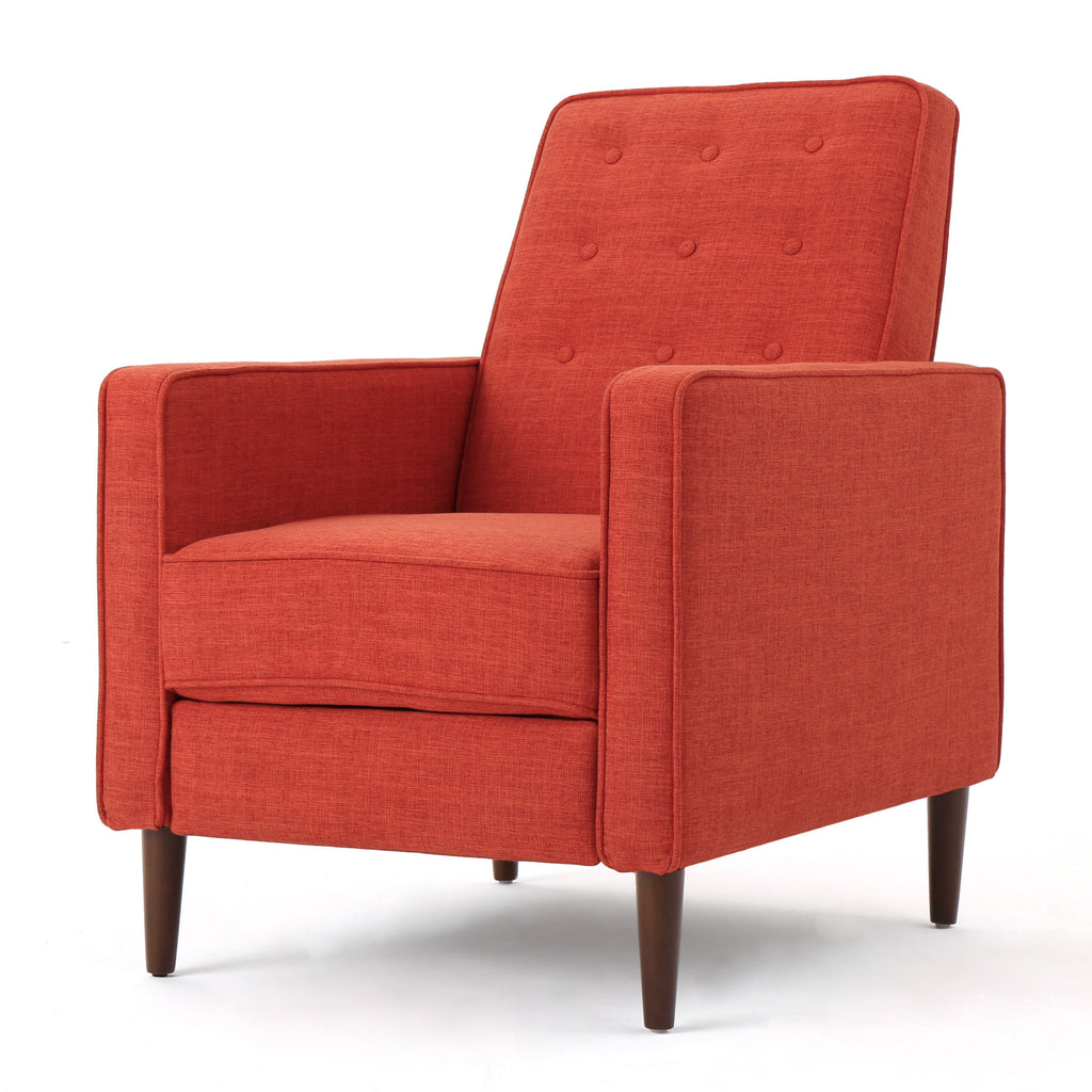 Macedonia Mid-Century Modern Button Tufted Fabric Recliner - Grand Goldman Shop