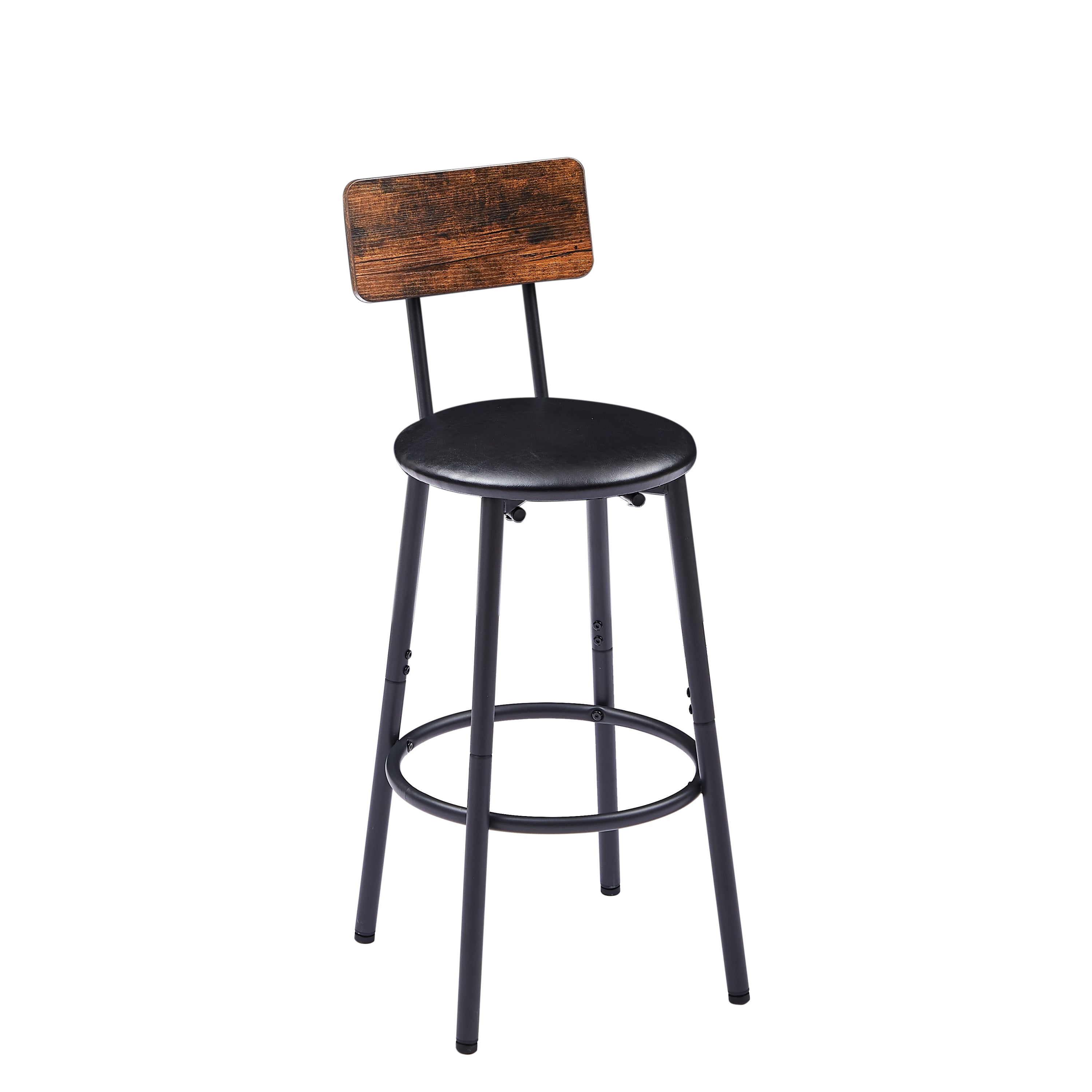 Bar Table Set with 2 Bar stools PU Soft seat with backrest, Rustic Brown, 43.31'' L x 15.75'' W x 35.43'' H. - Grand Goldman Shop