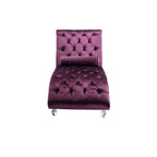 Velvet Chaise Lounge Indoor, Button-Tufted Upholstered Chaise Lounge Chair with Pillow for Bedroom Living Room Office, Purple Velvet - Grand Goldman Shop
