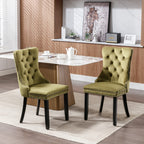 Nikki Collection Modern, High-end Tufted Solid Wood Contemporary Velvet Upholstered Dining Chair with Wood Legs Nailhead Trim 2-Pcs Set,Olive-Green,SW2001OL - Grand Goldman Shop