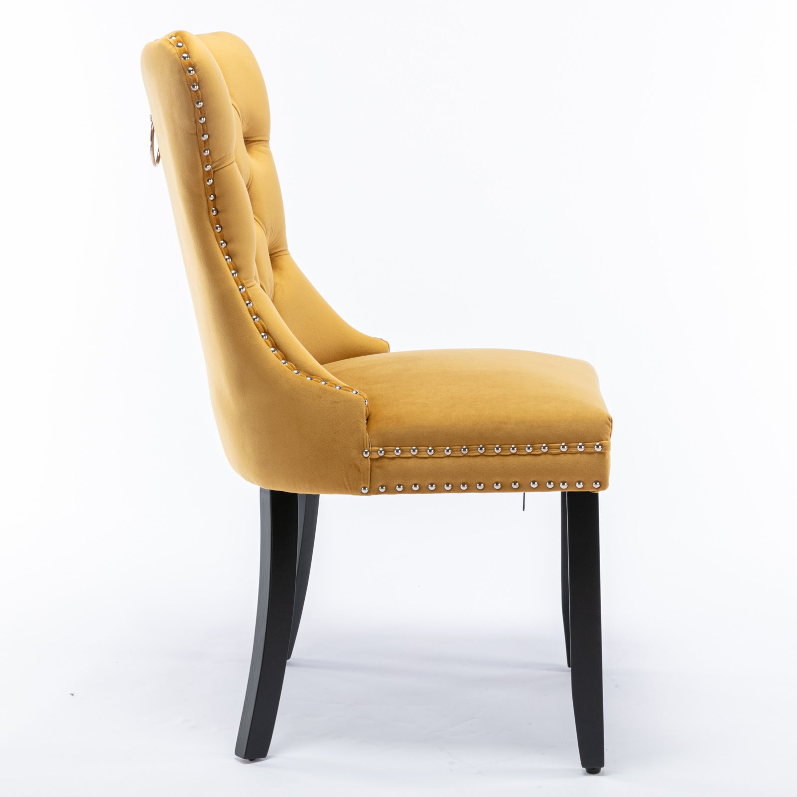 Nikki Collection Modern, High-end Tufted Solid Wood Contemporary Velvet Upholstered Dining Chair with Wood Legs Nailhead Trim 2-Pcs Set,Gloden, SW2001GL - Grand Goldman Shop