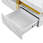 Modern White Square Storage Coffee Table with 4 Drawers - Grand Goldman Shop