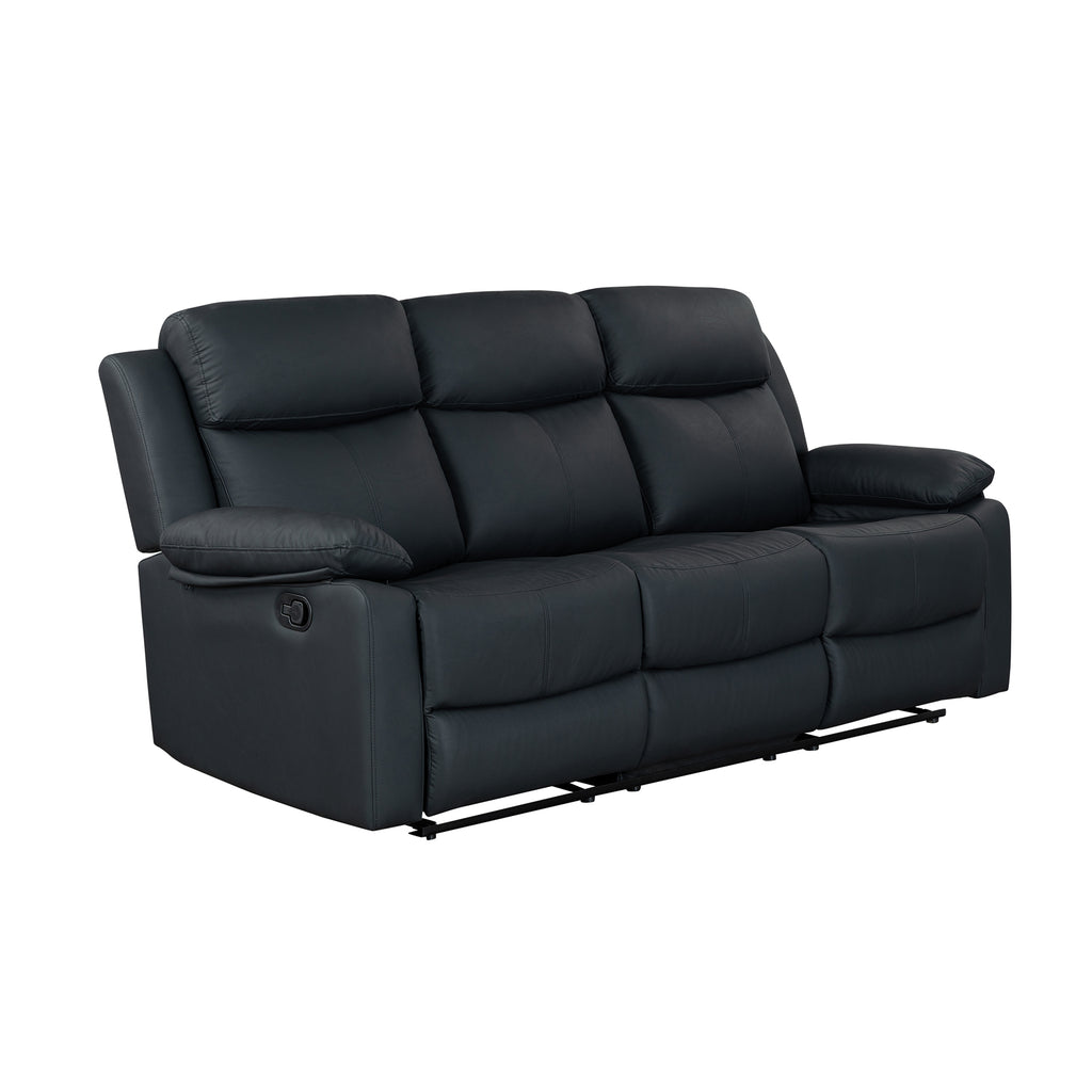 Blanche Black 2PC Reclining Sofa and Loveseat with LED Lights and Speakers in Black Upholstered Fabric, Medium Firm Seating - Grand Goldman Shop