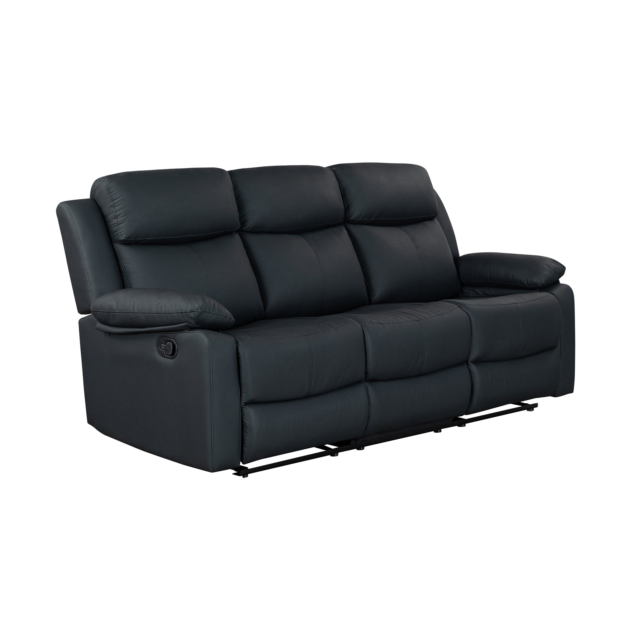 Blanche Black 2PC Reclining Sofa and Loveseat with LED Lights and Speakers in Black Upholstered Fabric, Medium Firm Seating - Grand Goldman Shop