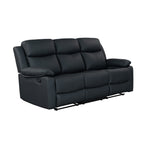 Blanche Black 3PC Reclining Sofa and Loveseat and Glider Recliner with LED Lights and Speakers in Black Upholstered Fabric, Medium Firm Seating, 3-Piece Set - Grand Goldman Shop