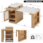 K&K 59.5'Kitchen Island with Extendable Dining Table, Kitchen Storage Table with Double-sided Storage, Kitchen Island with 2 Drawers, Power Outlet, Side Open Shelves, for Kitchen, Dining Room, Natural - Grand Goldman Shop