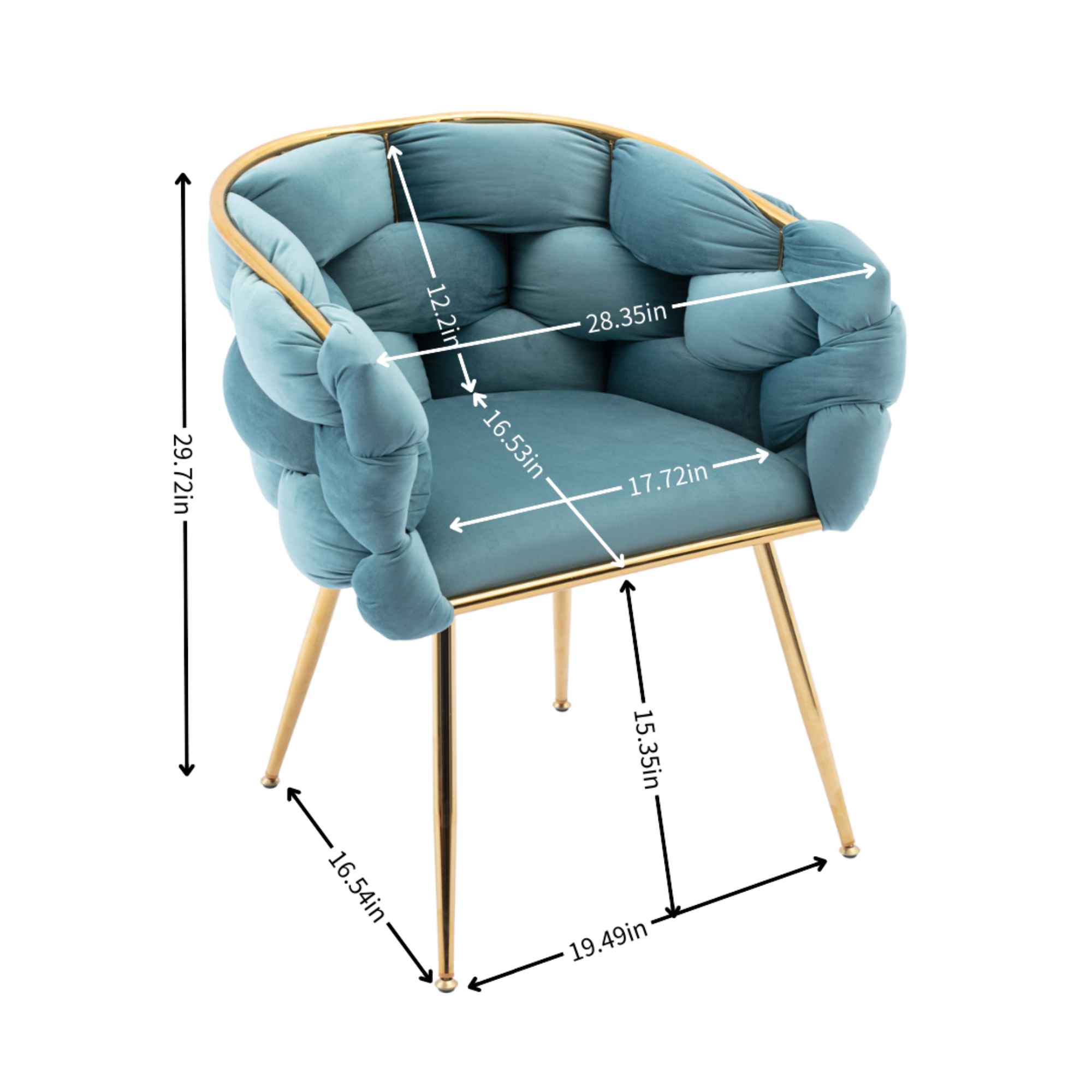 Luxury Modern Simple Leisure Velvet Single Sofa Chair Bedroom Lazy Person Household Dresser Stool Manicure Table Back Chair Blue - Grand Goldman Shop