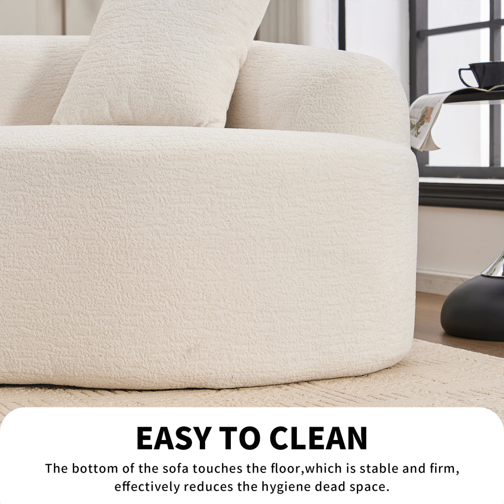 LY-025 Full Compression Sponge Sofa Cloud White Curved Modular Sectional 30D High-Density Chenille Sleeper Couch 110'L - Grand Goldman Shop
