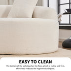 LY-025 Full Compression Sponge Sofa Cloud White Curved Modular Sectional 30D High-Density Chenille Sleeper Couch 110'L - Grand Goldman Shop