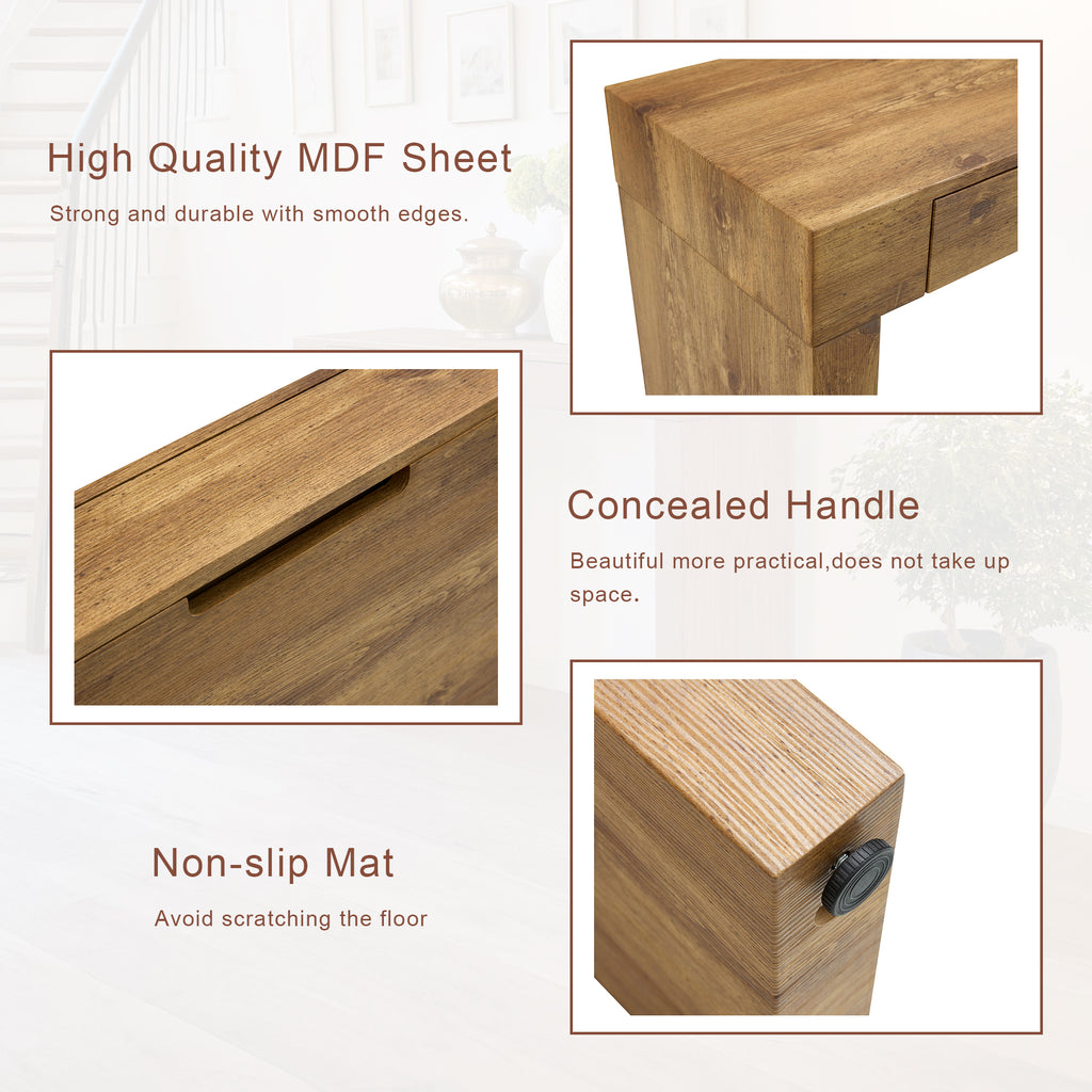Elegant Natural Wood Grain Bar Table-50 Inches Long, a Practical Choice for Modern Homes.Wood Grain Texture Sticker,Equipped With Two Drawers.Serving As A Bar Table Or A Desk. - Grand Goldman Shop