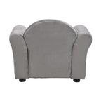 Kids Gray Velvet Upholstered Chair with Ottoman for Comfortable Seating | Premium Home Decor - Grand Goldman