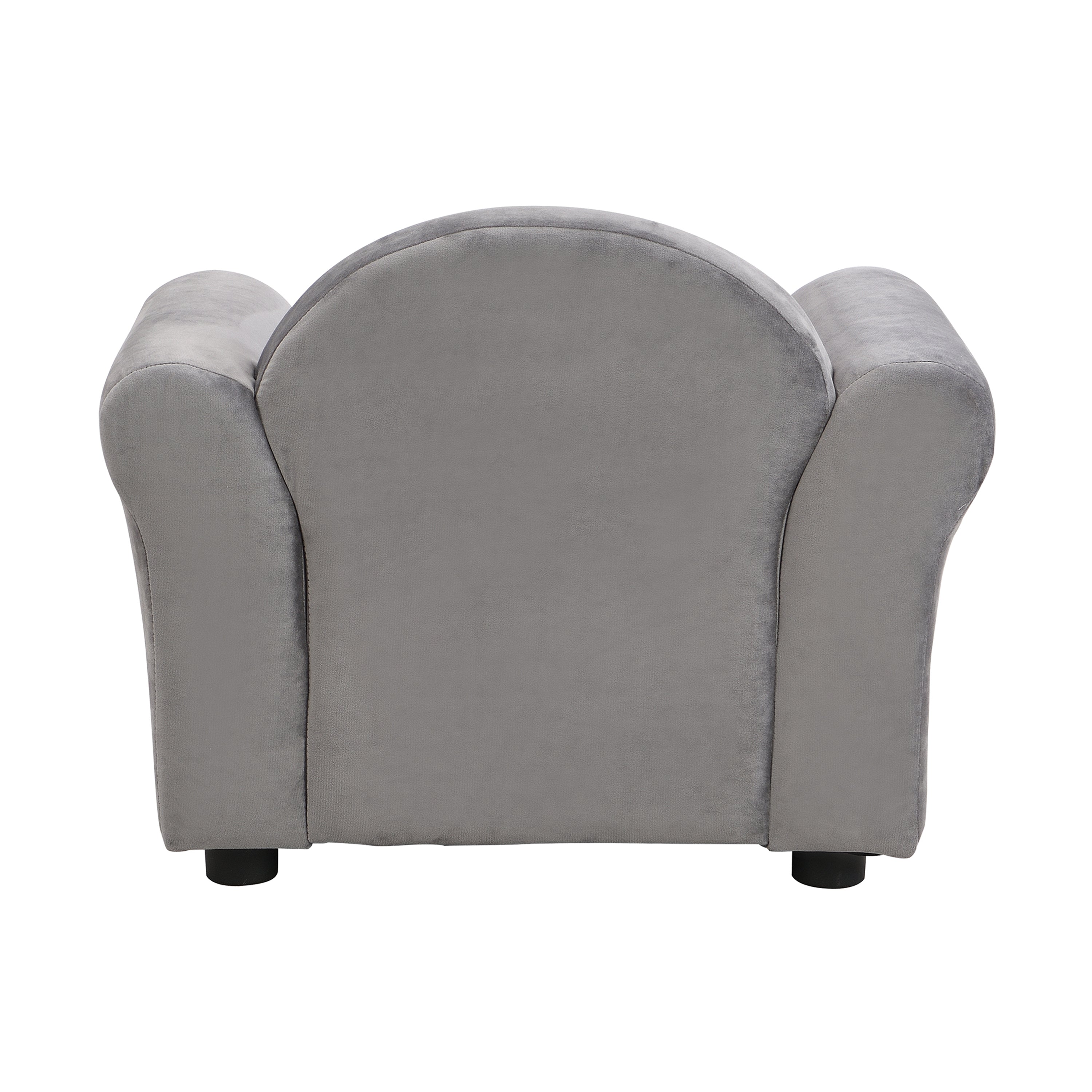Kids Gray Velvet Upholstered Chair with Ottoman for Comfortable Seating | Premium Home Decor - Grand Goldman