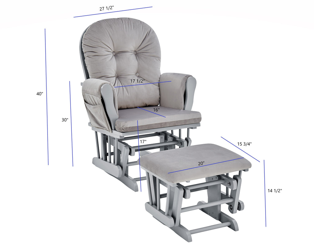 Mason Glider and Ottoman Gray Wood and Light Gray Fabric - Grand Goldman Shop