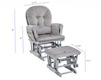 Mason Glider and Ottoman Gray Wood and Light Gray Fabric - Grand Goldman Shop