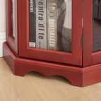 Curio Cabinet Lighted Glass Display Curio Cabinet w/Tempered Glass Doors and Shelves, Crown Corner Cabinet with Bulb, Corner Storage Decoration for Living room and Bedroom Cherry - Grand Goldman Shop