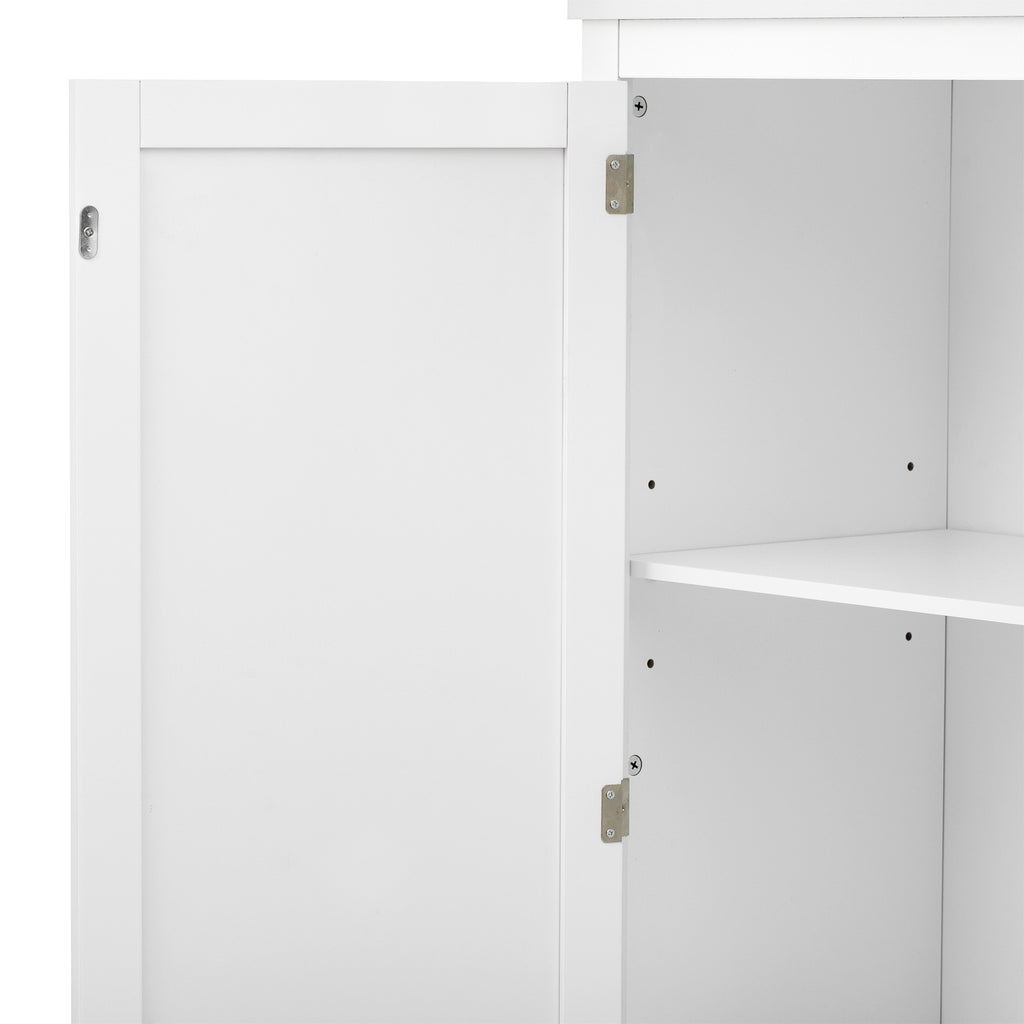 3-in-1 Hall Tree with Overhead Storage Cabinet, 3 Adjustable Side Shelves, 4 Heavy-Duty Hooks, 2 Spacious Drawers, Grooved Back Panel Design, Contrasting Seat Bench, Multifunctional Entryway Organizer - Grand Goldman Shop