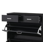 Large size Shoe Cabinet,Free Standing Tipping Bucket Shoe Rack Organizer with 2 Flip Drawers&2 Drawer,Modern Tipping Bucket for Entryway,Hallway,Bedroom-black - Grand Goldman Shop