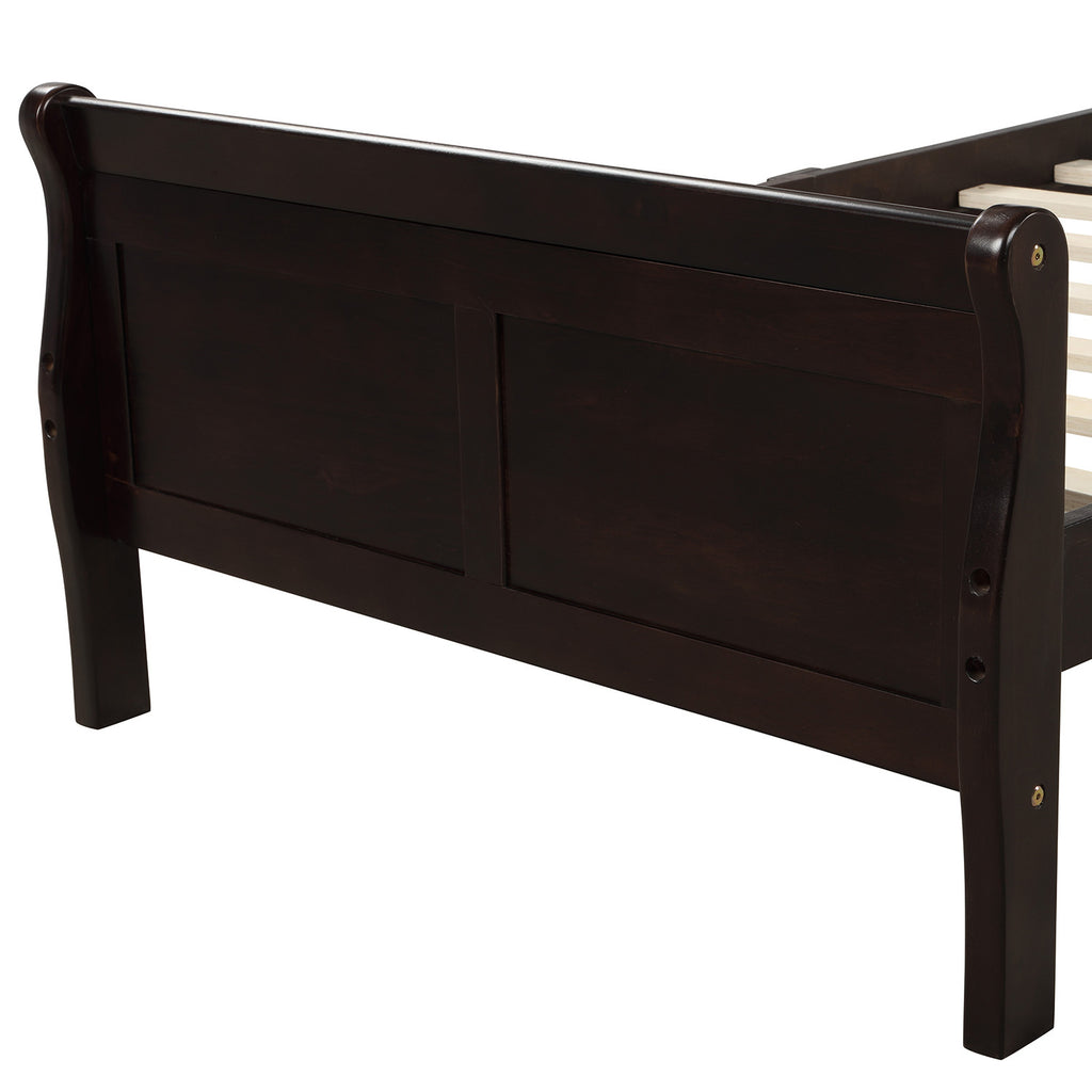 Minimalist Wood Platform Twin Bed Frame with Headboard and Footboard in Espresso - Grand Goldman Shop