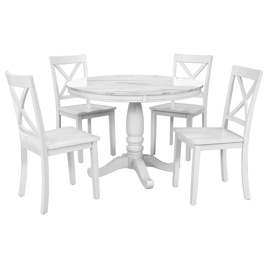 Orisfur. 5 Pieces Dining Table and Chairs Set for 4 Persons, Kitchen Room Solid Wood Table with 4 Chairs - Grand Goldman Shop