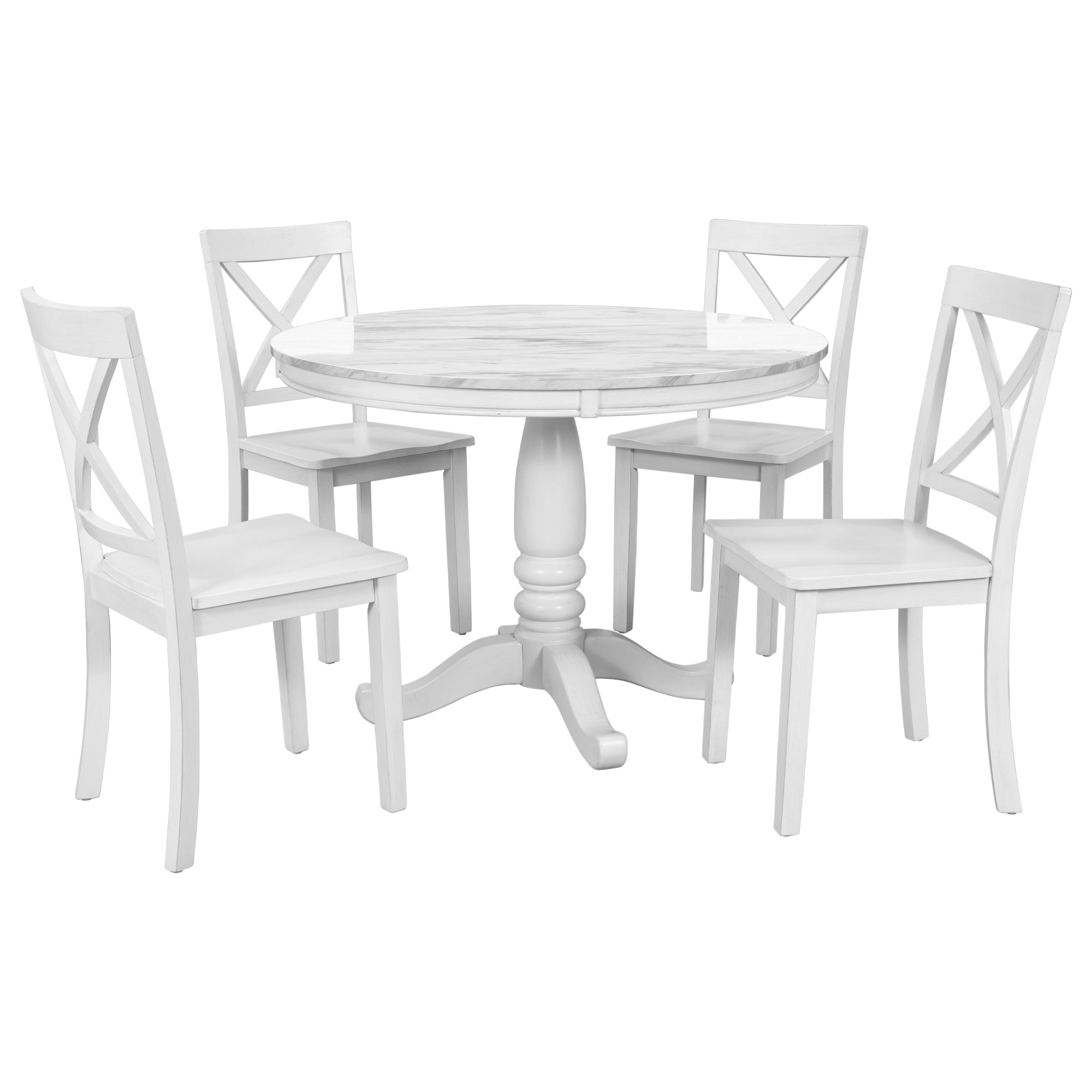 Orisfur. 5 Pieces Dining Table and Chairs Set for 4 Persons, Kitchen Room Solid Wood Table with 4 Chairs - Grand Goldman Shop