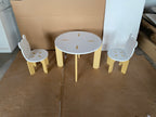 Kids Table and Chair Set, 3-Piece Toddler Table with 2 Chairs, Cute Bear-Back Chairs, Sturdy Wooden Activity Table Set for Ki