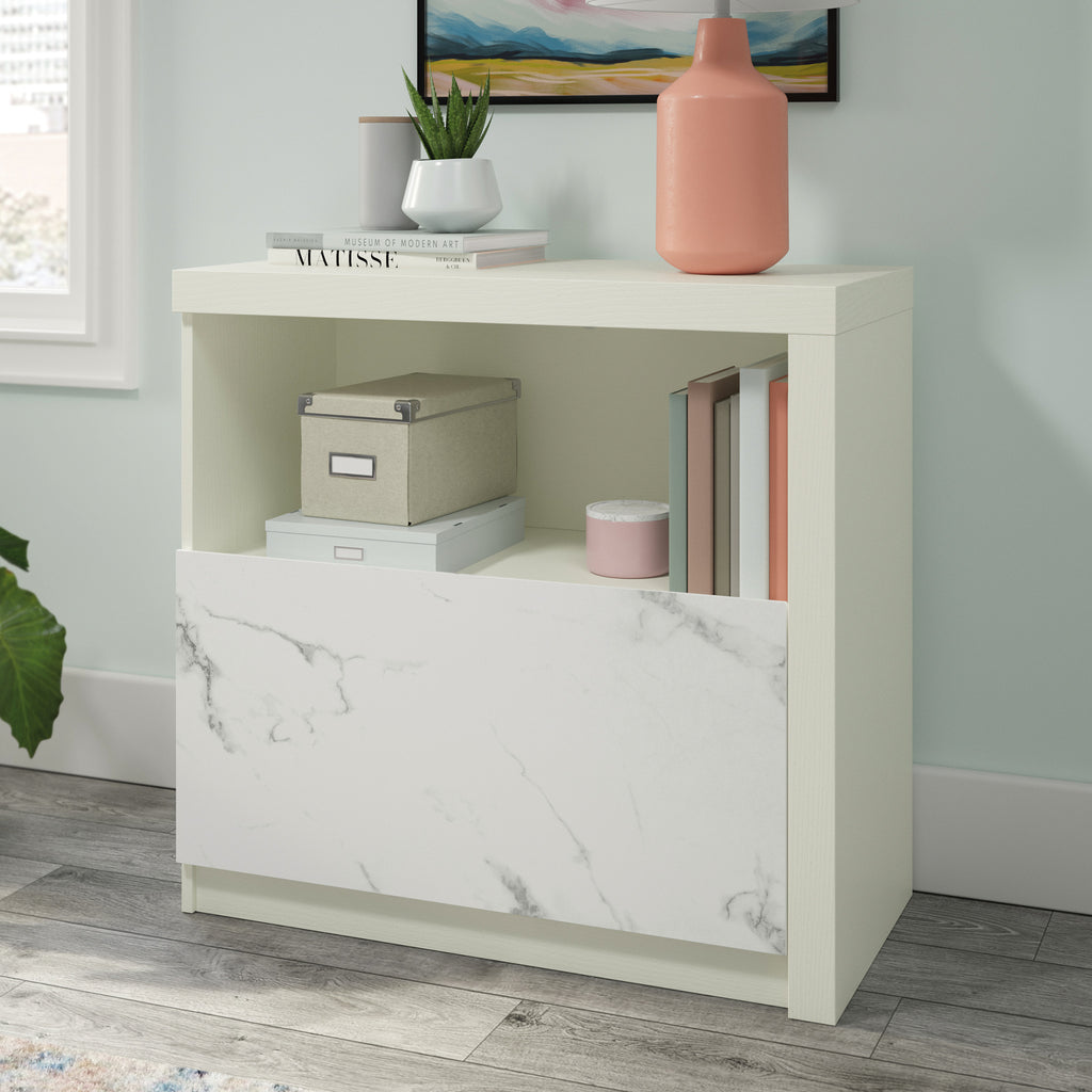 Lateral File with Cubbyhole Storage, White finish - Grand Goldman