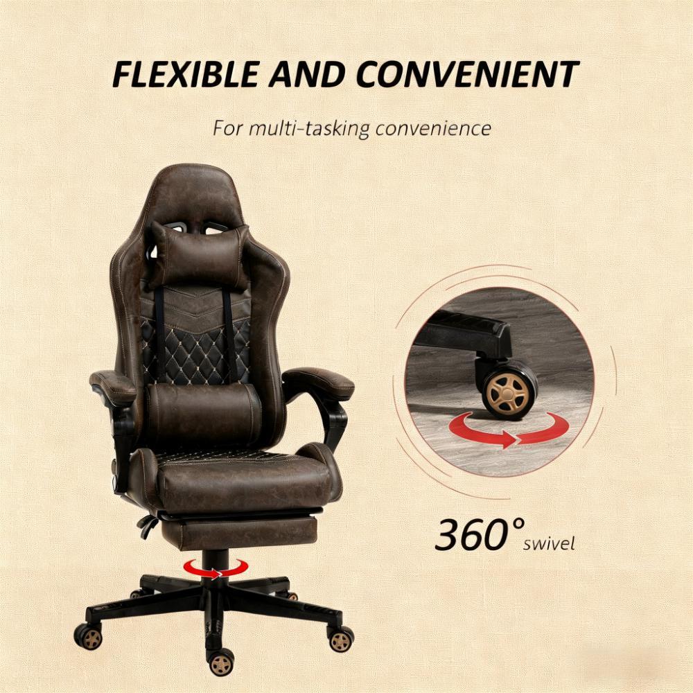 PU Leather Office Gamer Chair High Back Swivel Recliner with Footrest,Lumbar Support,Adjustable Height | Premium Home Decor -