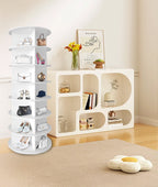 7 Tier Rotating Shoe Rack Tower, Spinning Shoe Display, 360 Shoe Rack Storage Round Carousel, Vertical Handbag Rotate Shoes Closet Organization (WHITE) - Grand Goldman Shop
