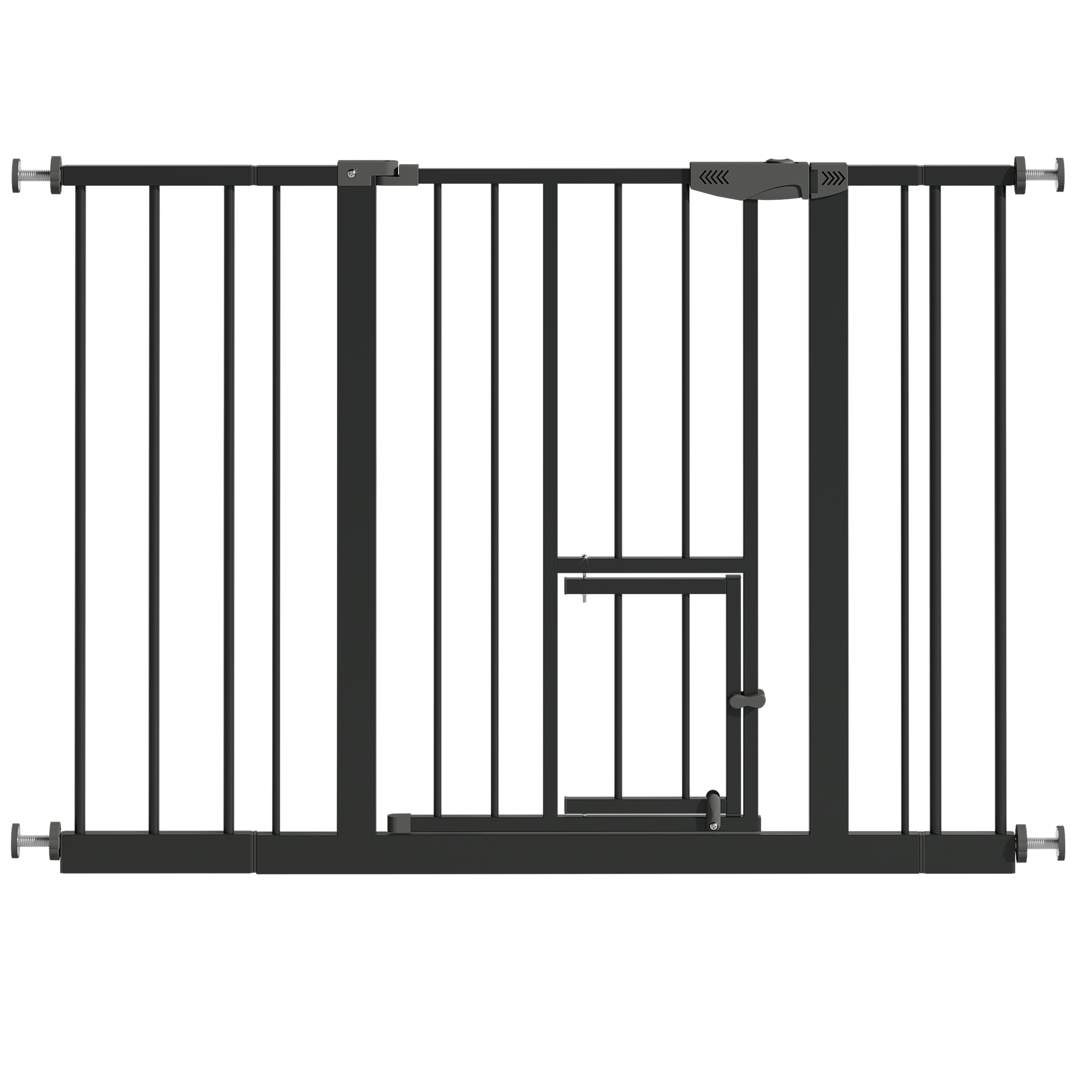 Baby Gate with Cat Door, 29.5-44.1' Metal Pet Door for Stairs & Doorways,Pressure Mounted,No Tools Needed, Black | Premium Ho