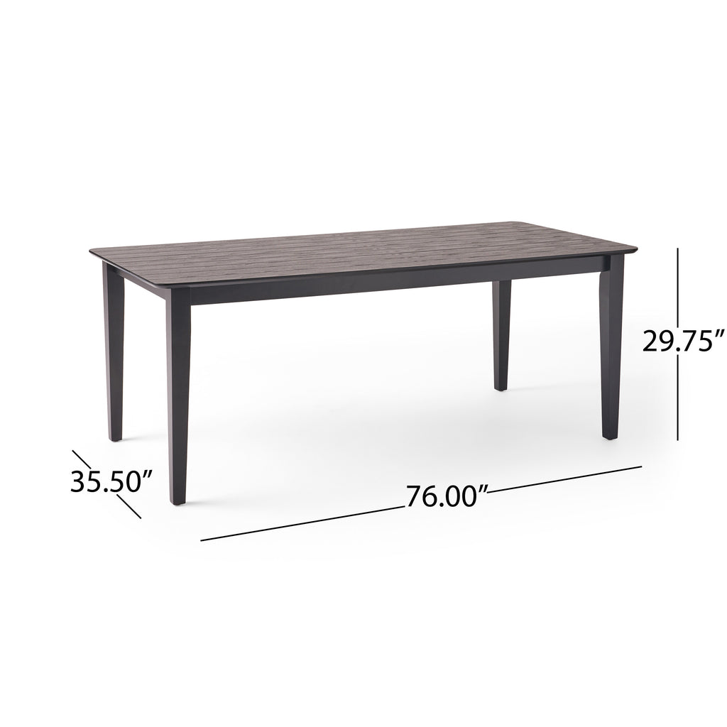 Farmhouse Charm Dining Table with Square Leg Black Solid Wood and MDF 76x35.5 inches - Grand Goldman Shop