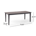 Farmhouse Charm Dining Table with Square Leg Black Solid Wood and MDF 76x35.5 inches - Grand Goldman Shop