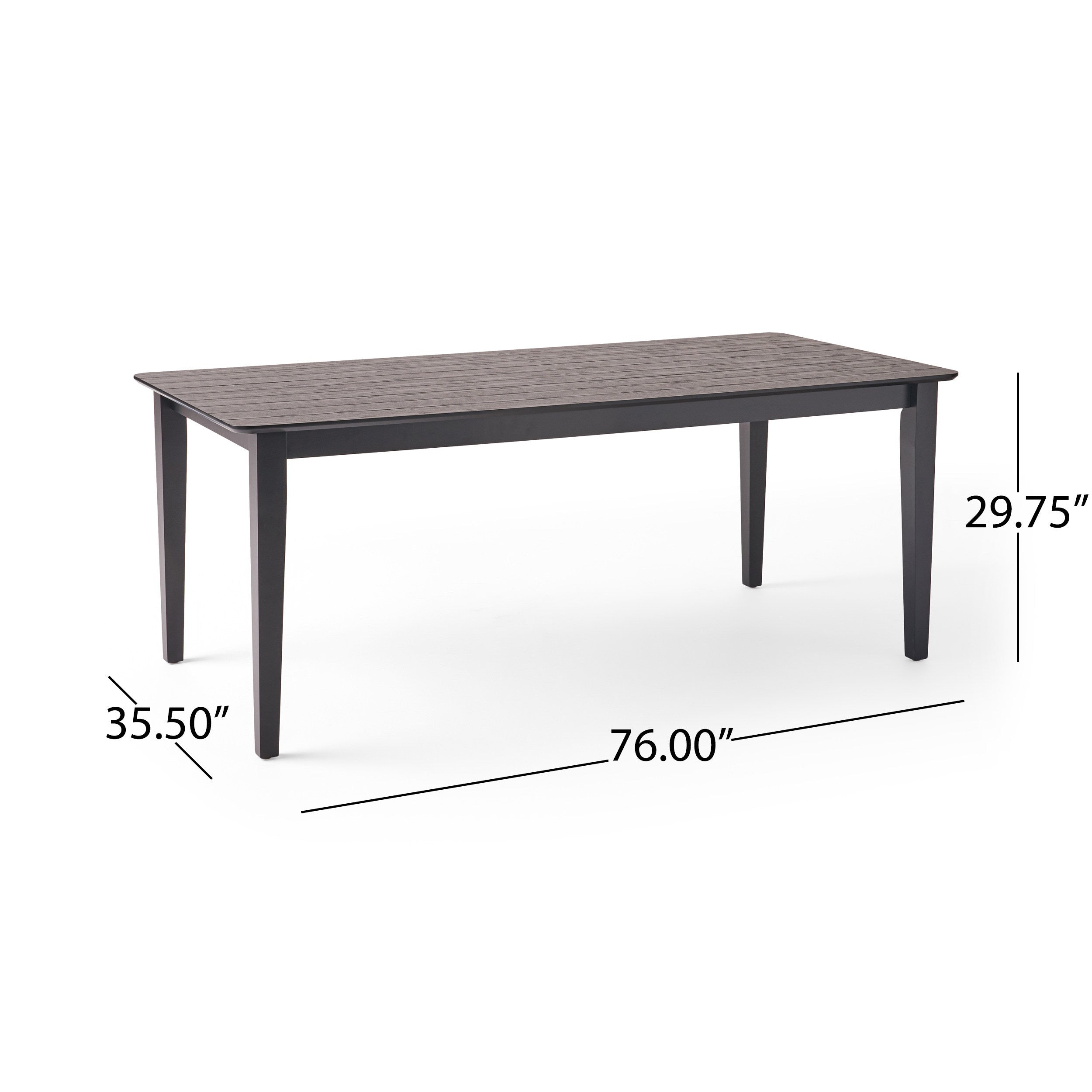 Farmhouse Charm Dining Table with Square Leg Black Solid Wood and MDF 76x35.5 inches - Grand Goldman Shop