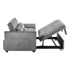 Convertible Sofa Bed, 3-in-1 Pull Out Couch Bed with Reclining Backrest, Pillows, Light Gray Velvet. - Grand Goldman Shop