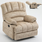 Large Manual Recliner Chair in Fabric for Living Room, Beige - Grand Goldman Shop