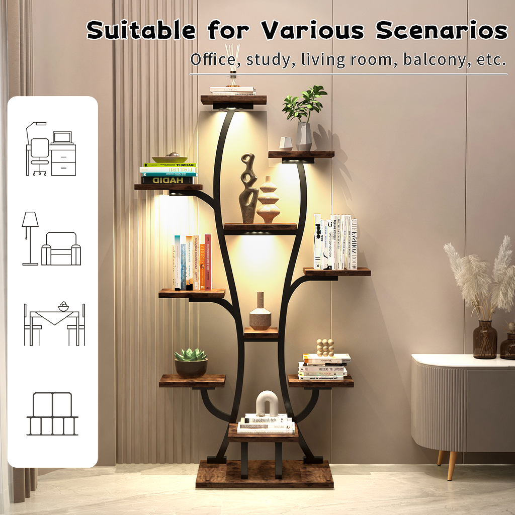 (Vase Shape) Plant Stand Indoor with Grow Lights, Indoor Plant Shelf, Metal Plant Flower Holder Stand, Vase Shape Plant Rack for Home, Patio, Plant Stand, Plant Stand Indoor - Grand Goldman Shop