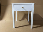 White Nightstand with Drawer, Modern Bedside Table with Wavy Apron Design, Compact End Table for Bedroom Living Room, Small Side Table with Storage - Grand Goldman Shop